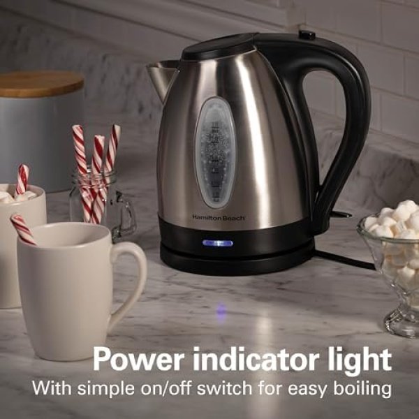 Hamilton Beach Electric Tea Kettle, Water Boiler & Heater, 1.7 Liter, Cordless - Image 4