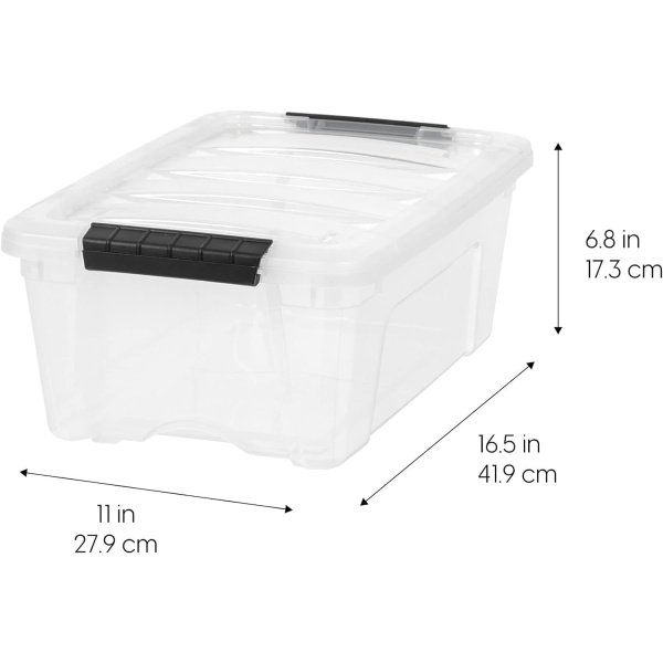 IRIS USA 13 Qt Stackable Plastic Storage Bins with Lids, 6 Pack - BPA-Free - Image 2