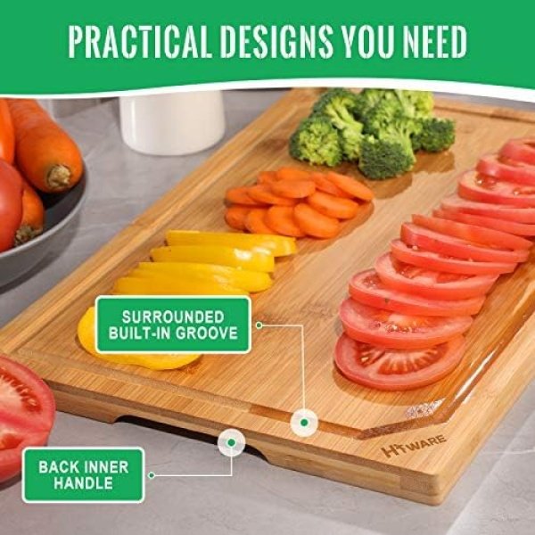 Hiware Extra Large Bamboo Cutting Board for Kitchen, Heavy Duty Wood Cutting - Image 5