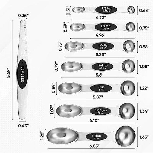 Spring Chef Stainless Steel Magnetic Measuring Spoons Set with Strong N45 - Image 3