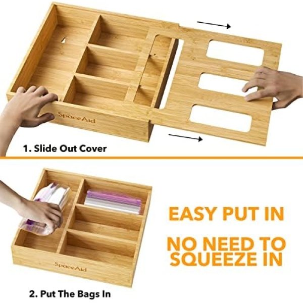SpaceAid Bag Storage Organizer for Kitchen Drawer, Bamboo Organizer - Image 4