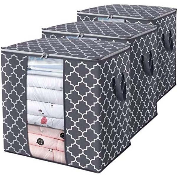 WISELIFE Storage Bags [3 Pack/100L] Large Blanket Clothes Organization