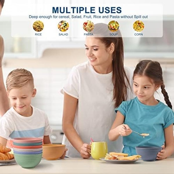 HOTEC Unbreakable Wheat Straw Cereal Bowls - Microwave & Dishwasher Safe Soup - Image 6