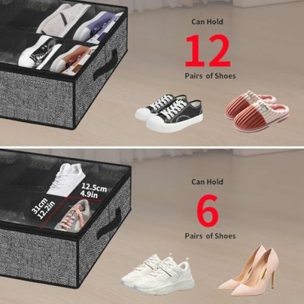 Onlyeasy Sturdy Under Bed Shoe Storage Organizer, Set of 2, Fit 12 to 24 Pairs - Image 8