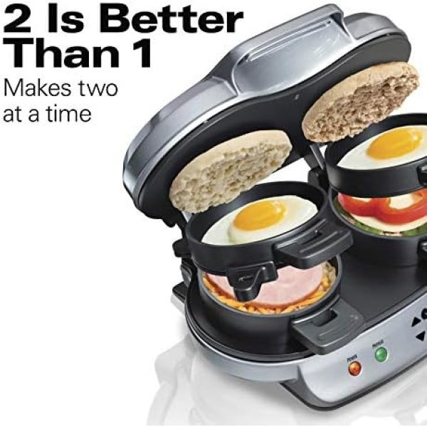 Hamilton Beach Dual Breakfast Sandwich Maker with Timer, Silver (25490A) - Image 3