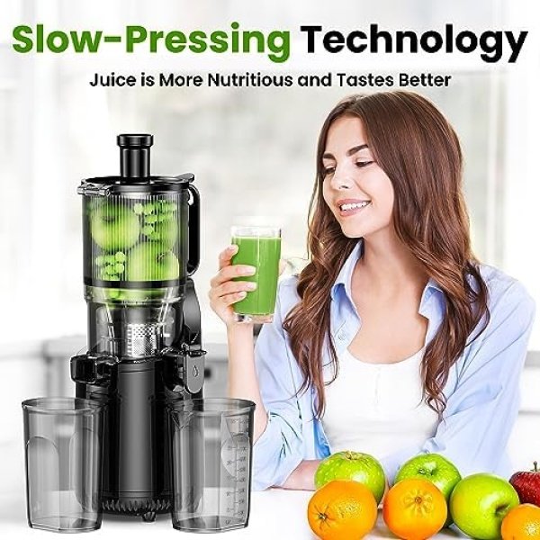Cold Press Juicer, Amumu Slow Masticating Machines with 5.4" Extra Large Feed - Image 7