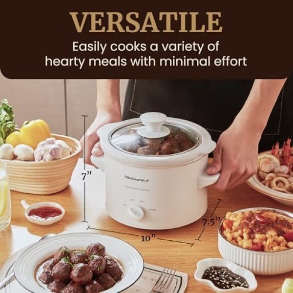 Elite Gourmet MST-250XW Electric Slow Cooker Ceramic Pot Adjustable Temp - Image 7