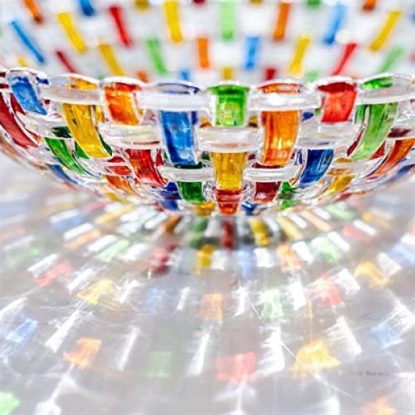 Hand Painted Colorful Woven Glass Crystal Salad & Fruit Bowl - Image 5