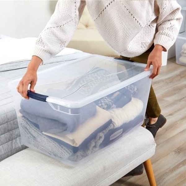 Rubbermaid Cleverstore 95 Quart Clear Stackable Large Plastic Storage Containers - Image 5