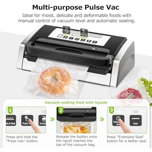 Bonsenkitchen Vacuum Sealer Machine, Globefish Technology for Perfect Vacuum - Image 3