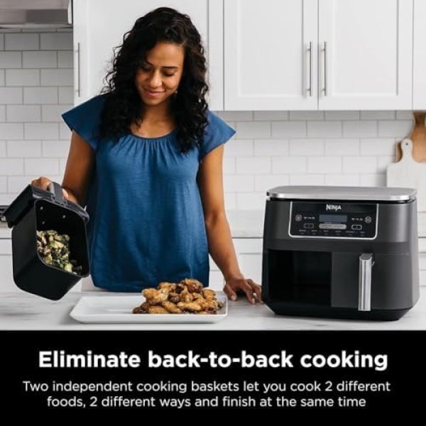 Ninja DZ201 Foodi 8 Quart 6-in-1 DualZone 2-Basket Air Fryer with 2 Independent - Image 2