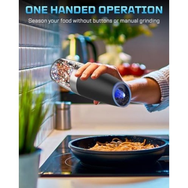 XinXu Gravity Automatic Electric Pepper and Salt Grinder, Auto Salt or Pepper - Image 2