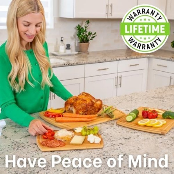Greener Chef No Glue Bamboo Cutting Board Set of 3 with Lifetime Replacements - Image 6
