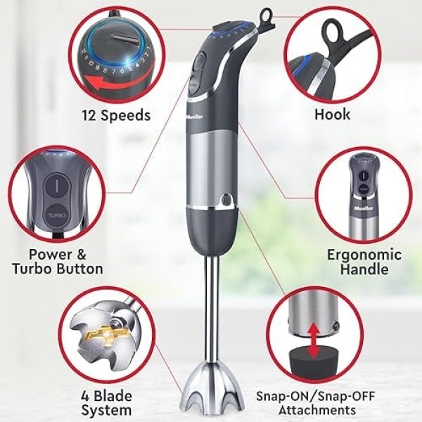Mueller Smart Stick 800W, 12 Speed and Turbo Mode, 3-in-1, Heaviest Duty Copper - Image 3