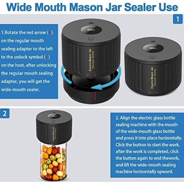 LOVE MOMENT Electric Mason Jar Vacuum Sealer Kit for Wide Mouth - Image 4