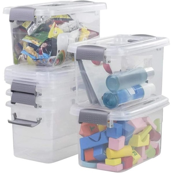 6-Pack Home Storage Bins, Plastic Container, Latching Box - Image 7