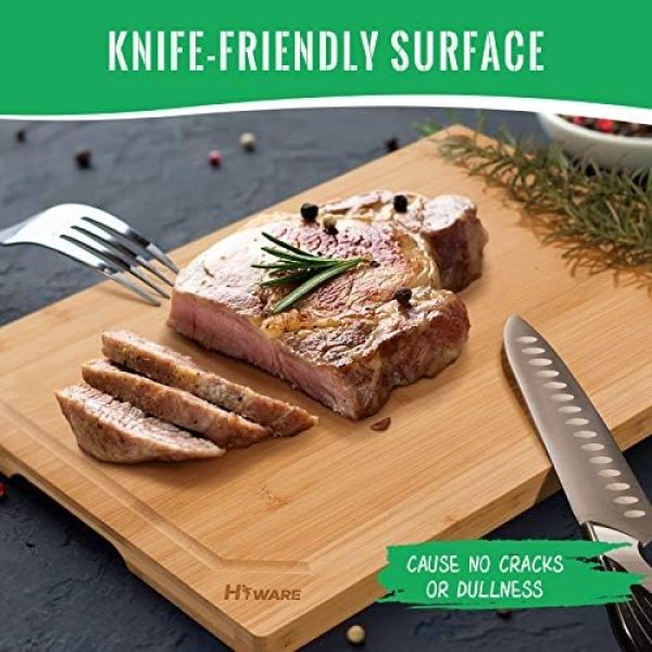 Hiware Extra Large Bamboo Cutting Board for Kitchen, Heavy Duty Wood Cutting - Image 4