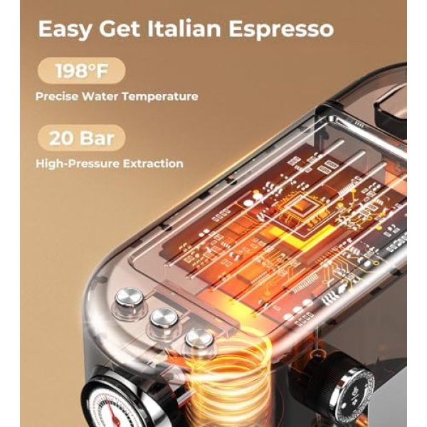 Espresso Machine with Milk Frother, 20 Bar High Pressure Professional Espresso - Image 5