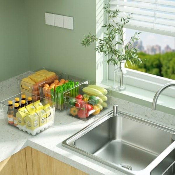 BALEINE Pantry Organizers and Storage Bins, 6 PK Plastic Clear Storage Bins - Image 9
