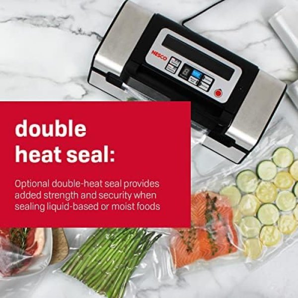 Nesco Deluxe Food VS-12 Vacuum Sealer, 130 Watts, Kit Bags & Viewing Lid - Image 3