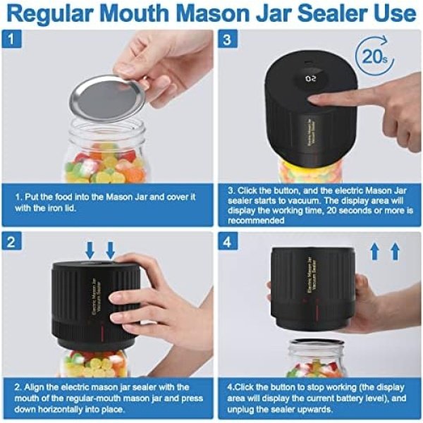 LOVE MOMENT Electric Mason Jar Vacuum Sealer Kit for Wide Mouth - Image 3