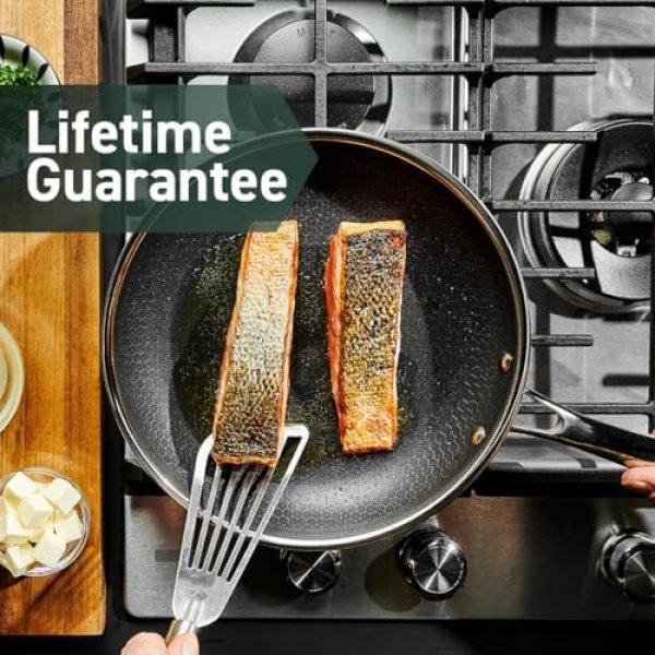 HexClad Hybrid Nonstick 10-Inch Frying Pan with Tempered Glass Lid, Stay-Cool - Image 6