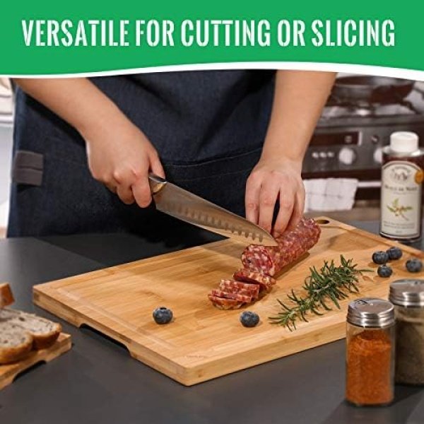 Hiware Extra Large Bamboo Cutting Board for Kitchen, Heavy Duty Wood Cutting - Image 6