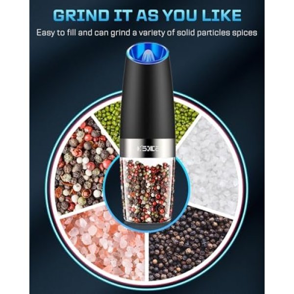 XinXu Gravity Automatic Electric Pepper and Salt Grinder, Auto Salt or Pepper - Image 5