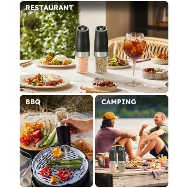 Sangcon Gravity Electric Salt and Pepper Grinder Set Automatic Shakers Mill - Image 9