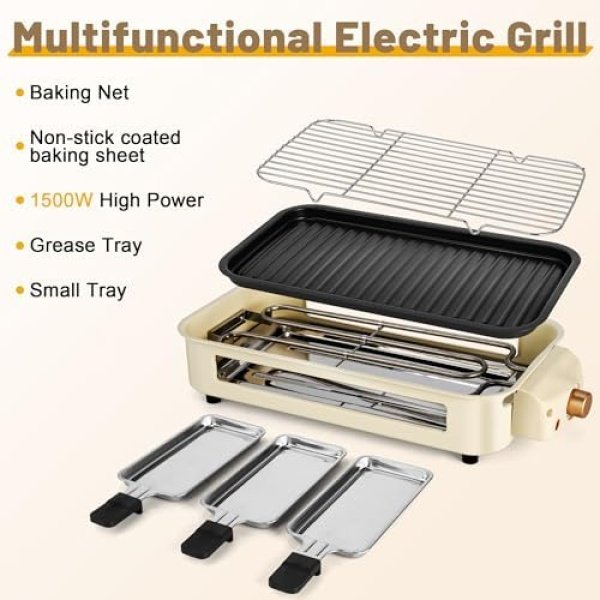 Pukomc Electric Indoor Grill,2 in 1 Indoor Grills for Kitchen with Grill Net - Image 6