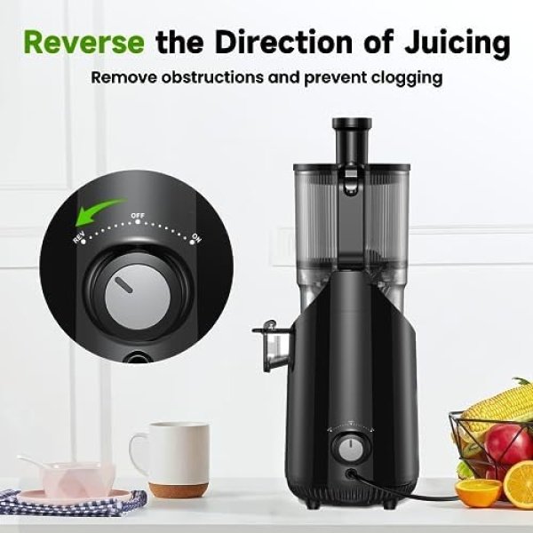 Cold Press Juicer, Amumu Slow Masticating Machines with 5.4" Extra Large Feed - Image 6