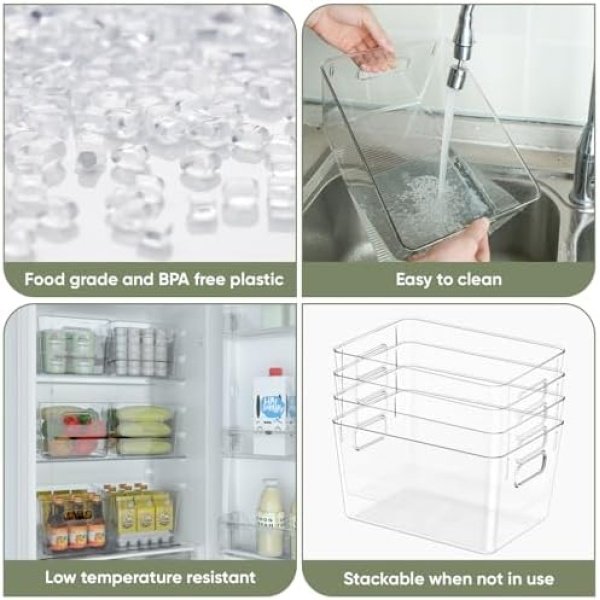 BALEINE Pantry Organizers and Storage Bins, 6 PK Plastic Clear Storage Bins - Image 2