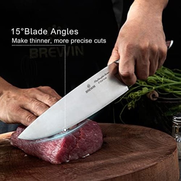 Brewin CHEFILOSOPHI Japanese Chef Knife Set 5 PCS with Elegant Red Pakkawood - Image 4