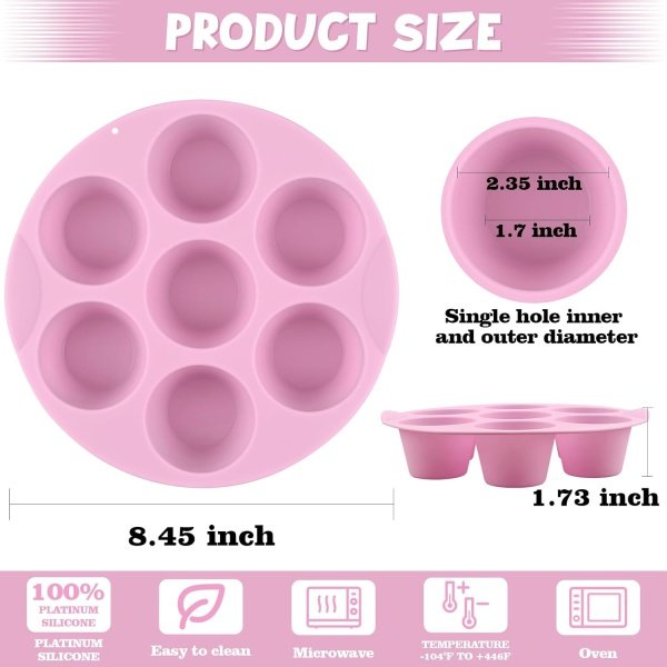 Sakolla 2 Pack Silicone Egg Bite Molds for Air Fryer, Nonstick 7 Cups Air Fryer - Image 3