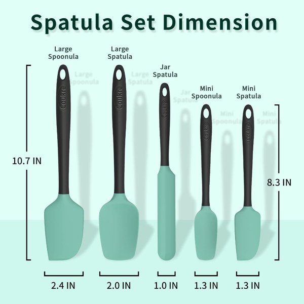 Coukre Silicone Spatula Set of 5,High Temperature Resistant, Food Grade Silicone - Image 2