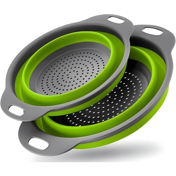 Collapsible Colander Set of 2 Silicone Kitchen Strainer Set