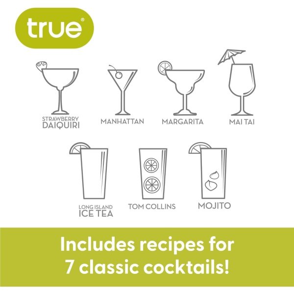 True Maraca Cocktail Recipe Shaker with Cap and Built In Strainer - Image 4