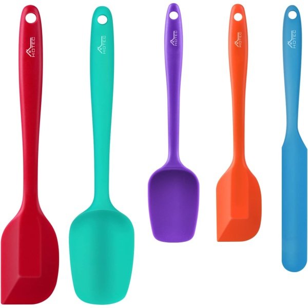 HOTEC Heat Resistant 600℉ Food Grade Silicone Rubber Spatula Set