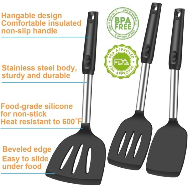 Spatula Set Silicone Spatula Heat Resistant Spatulas for Nonstick Cookware - Image 2