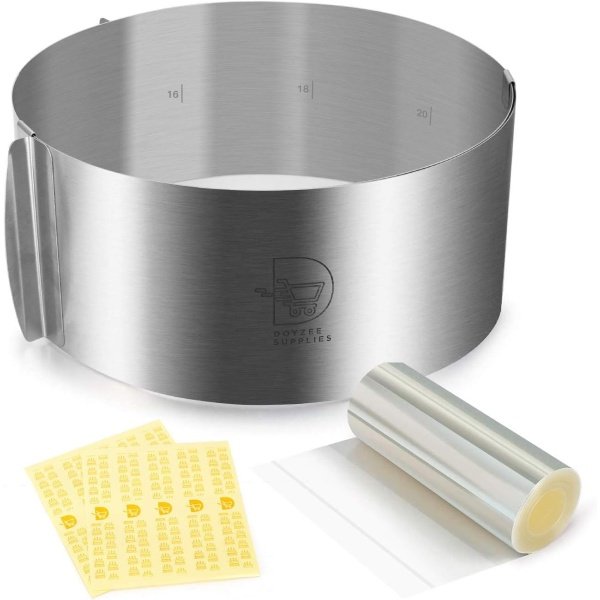 Cake Mold and Acetate Sheets for Baking, 6 to12 Inches Adjustable Stainless - Image 2