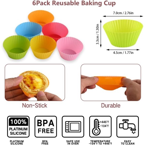 Abnaok 2PCS Silicone Air Fryer Egg Pan with 6PCS Reusable Silicone Baking Cups - Image 3
