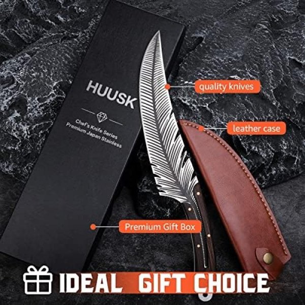 Huusk Japan Knife Feather Knife Hand Forged Viking Knife High Carbon Steel - Image 7