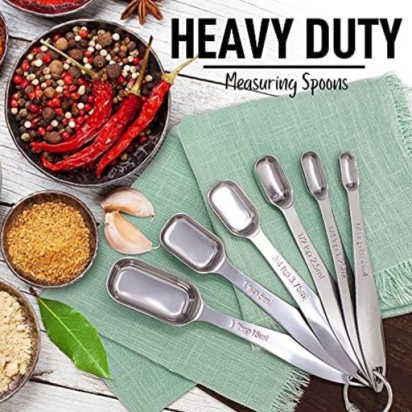 Zulay Stainless Steel Measuring Spoons Set - Rectangular Metal Measuring Spoons - Image 6