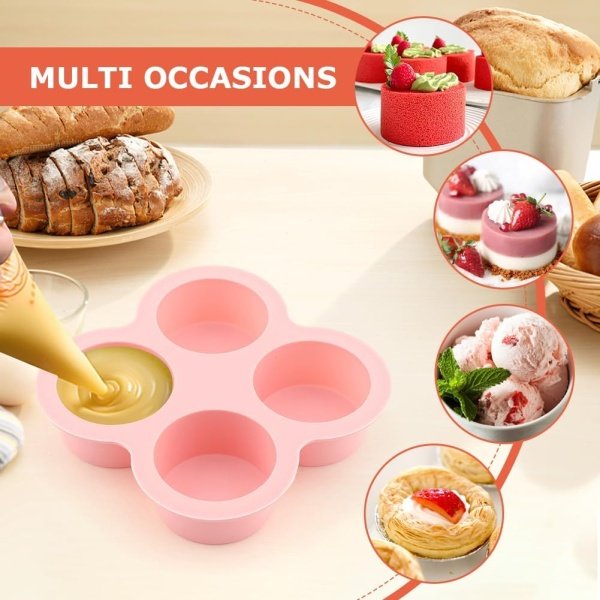 Reusable Silicone Air Fryer Egg Mold, 2 Pcs 4 Cavity Non-Stick Air Fryer Baking - Image 4