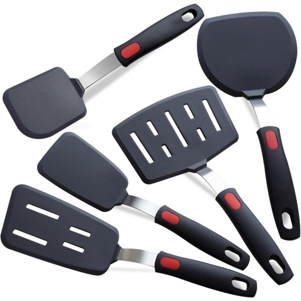 Silicone Spatula Turner, 5-Pack Spatulas Silicone Set for Nonstick Cookware