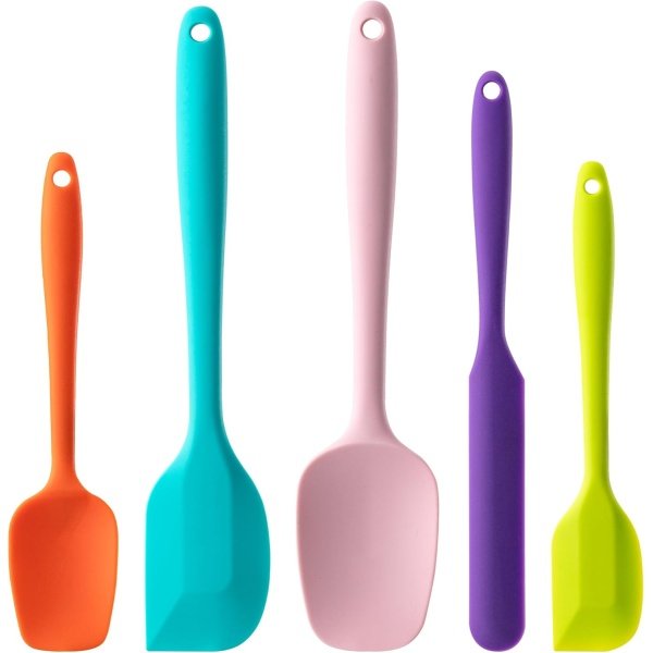 Silicone Spatula Set, 5 Piece Food Grade Rubber Spatulas for Baking, Cooking