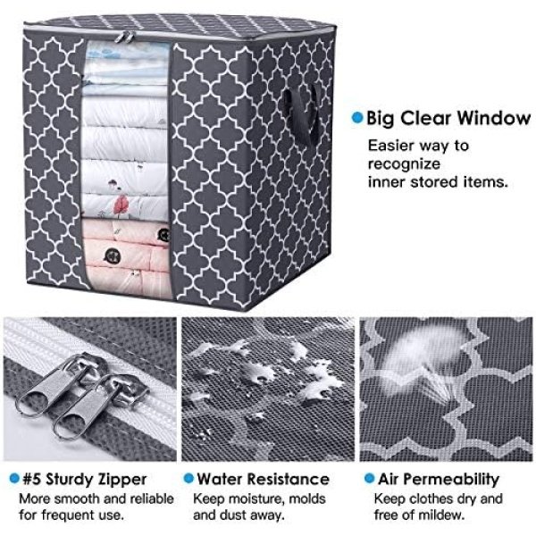 WISELIFE Storage Bags [3 Pack/100L] Large Blanket Clothes Organization - Image 3