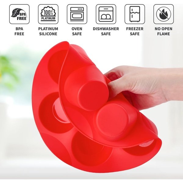 2 Pack Silicone Egg Bite Molds for Air Fryer, 7-Cup Round Muffin Pans Cupcake - Image 3