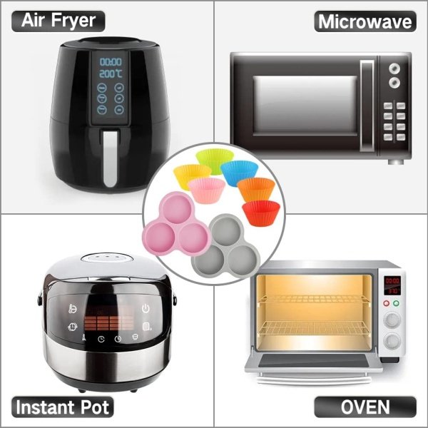 Abnaok 2PCS Silicone Air Fryer Egg Pan with 6PCS Reusable Silicone Baking Cups - Image 7