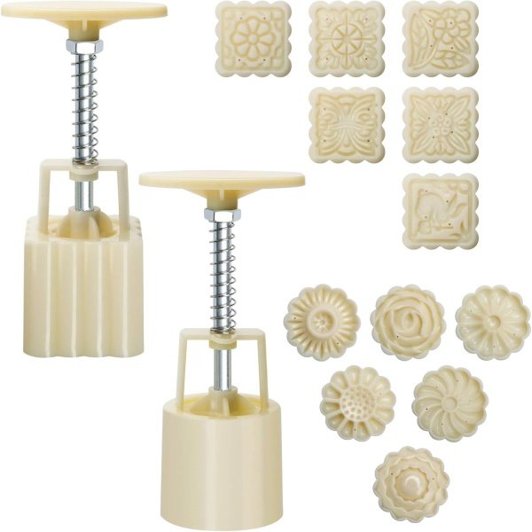 Luxiv Moon Cake Mould 50g, 12 PCS Pattern Hand-Pressure Mooncake Molds for
